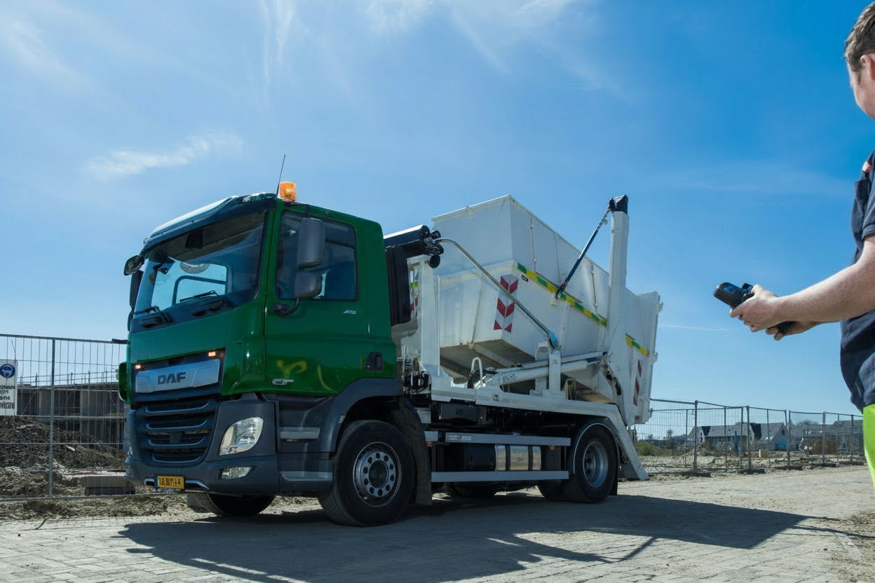Groene vrachtwagen zonder stickers